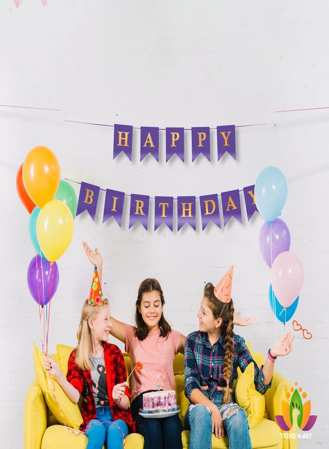 TREND N ART لافتات عيد ميلاد سعيد من تريند آند آرت، زينة حفلات، لافتات زينة للأولاد والبنات والأطفال والرضع، للجنسين، لافتة من ورق مقوى، لافتة عيد ميلاد سعيد ورقية مع نقاط لاصقة أو قوس بالونات (أرجواني ذهبي) - Image 5